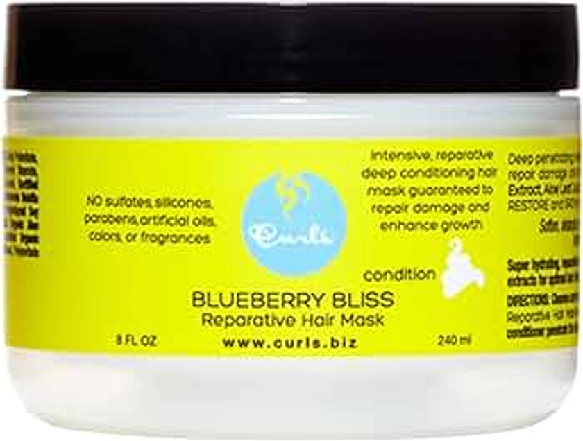 Curls Blueberry Bliss Reparative Hair Mask - 8 fl oz, Deep Conditioning, Repair, Protect, Restore, Detangle and Moisturize, For All Types