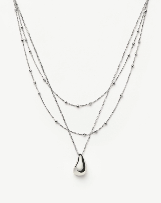 Savi Droplet Pendant & Double Necklace Set | Sterling Silver