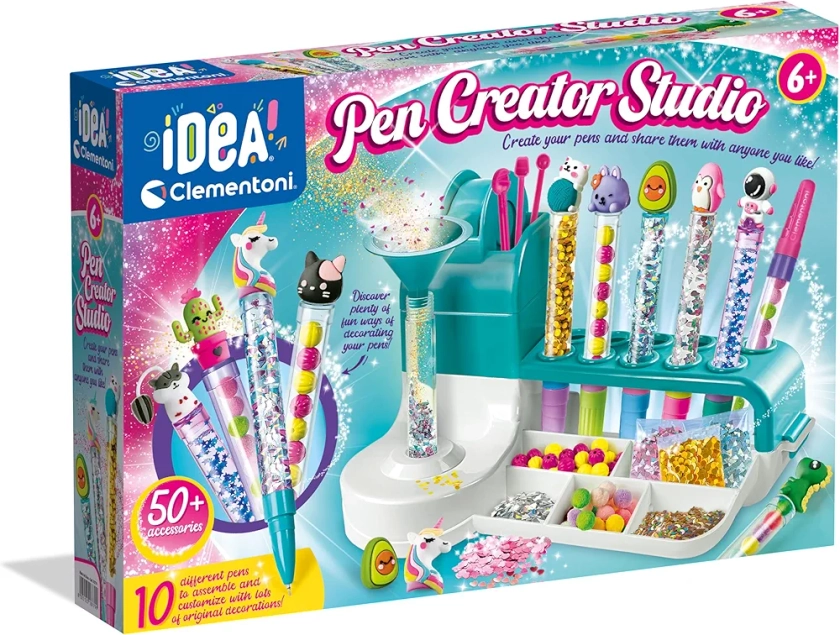 Clementoni - Pen Creator Studio : kit de fabrication de stylos personnalisé pour enfants, arts et travaux manuels (6 ans et plus)