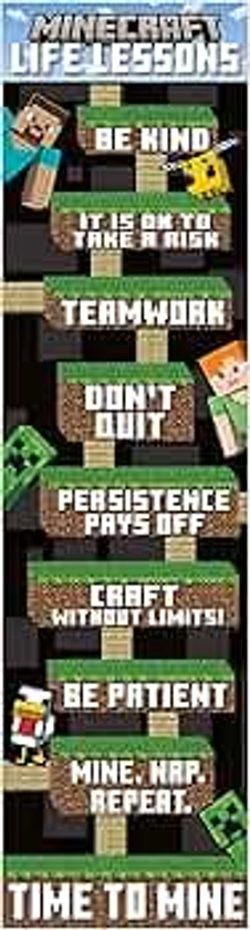 Eureka Minecraft Life Lessons Vertical Classroom Banner for Teachers, 12" x 45"