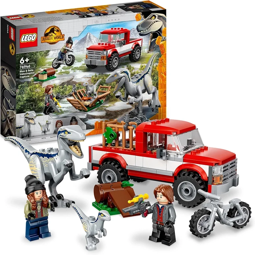 LEGO 76946 Jurassic World Blue and Beta Velociraptor Capture with Truck and 2 Dinosaur Toys for Kids, 2022 Dominion Movie Inspired Set