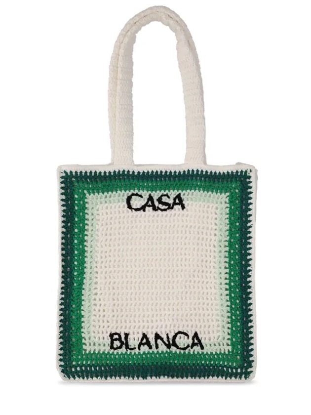 Sac cabas en crochet de coton à logo - Casablanca - Homme | Luisaviaroma