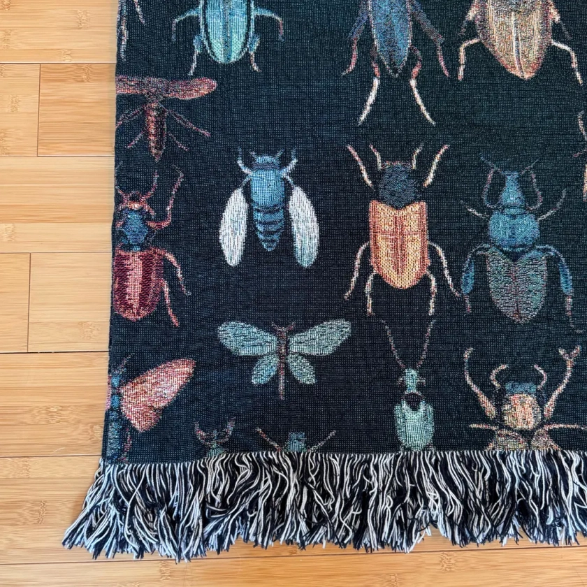 Woven Beetle Blanket | Woven Insect Throw Blanket | Bug Throw Blanket | Blanket Gift | Christmas Gift