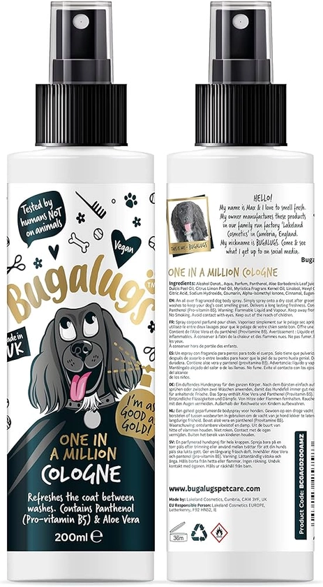 BUGALUGS Dog perfume - dog cologne with Distinctive Fragrance dog spray is a dog deodoriser spray. dog perfume spray dog deodorant : Amazon.co.uk: Pet Supplies