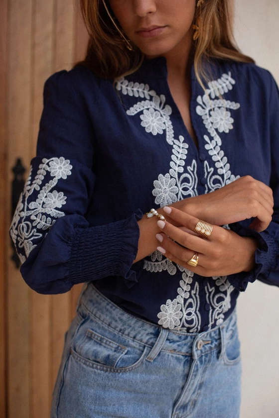 Blouse Clarke bleue | Sahomashop