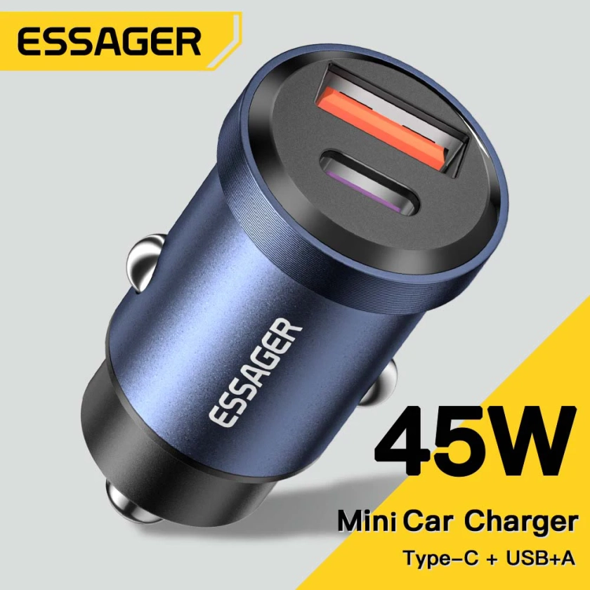 Essager 30W Usb Autolader Snel Opladen 4.0 Qc Pd 3.0 Scp 5a Usb Type C Auto Snel Opladen Voor Iphone 14 13 Huawei Samsung Xiaomi