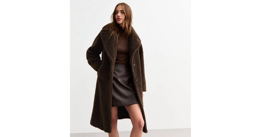 Brown Borg Longline Coat | New Look