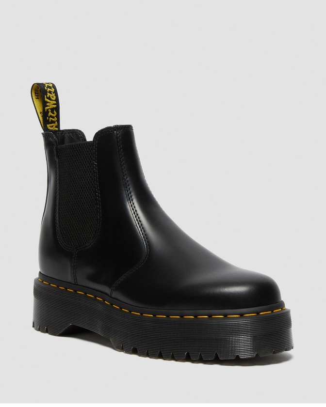 Chelsea boots plateformes Quad 2976 en cuir Smooth en Noir | Dr. Martens