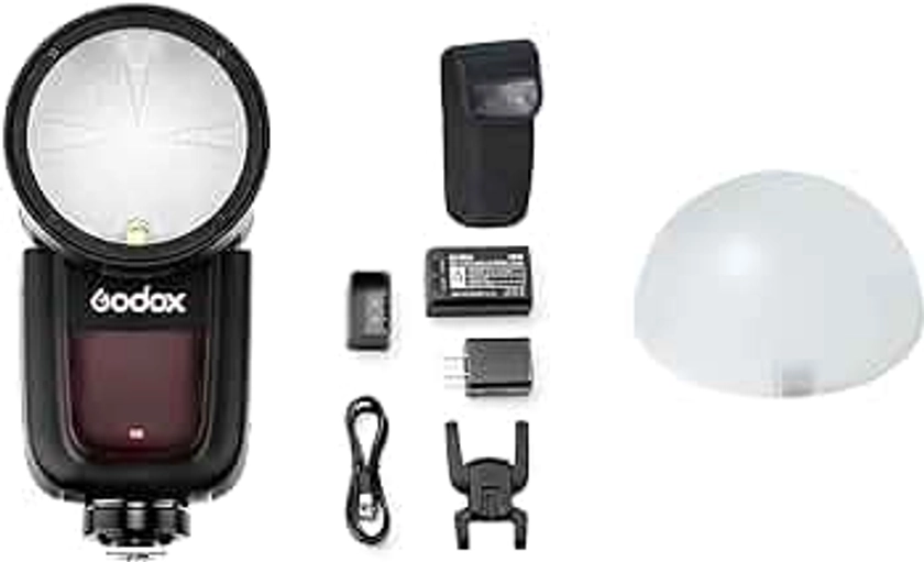 Godox V1-S Round Head on Camera Flash for Sony Camera with Godox AK-R11 Diffuser Dome