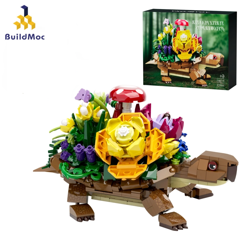 Décennie s de construction de pots de fleurs pour enfants, kit de modèle de jardinière de tortue, jouets en briques, cadeaux d'anniversaire, 510 pièces - AliExpress