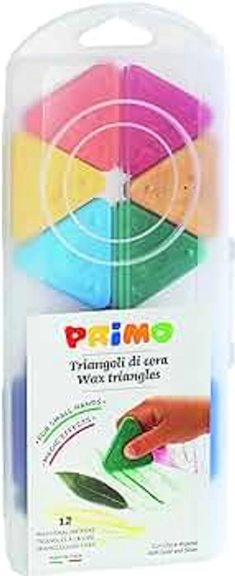 PRIMO Crayons de Cire pour Eenfants - Triangles de Craie à la Cire ergonomiques et incassables - (26 pièces, 12 couleurs) - or et argent