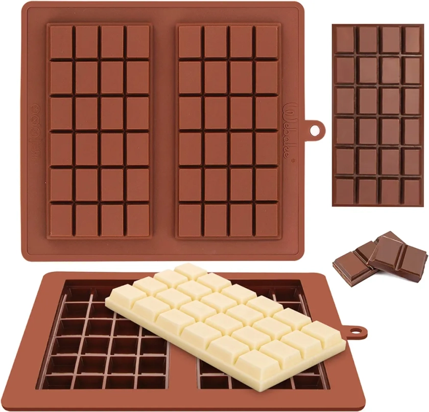 Webake Lot de 2 Moule Tablette Chocolat en Silicone pour barre de chocolat Moules à bonbons Moulle chocolat