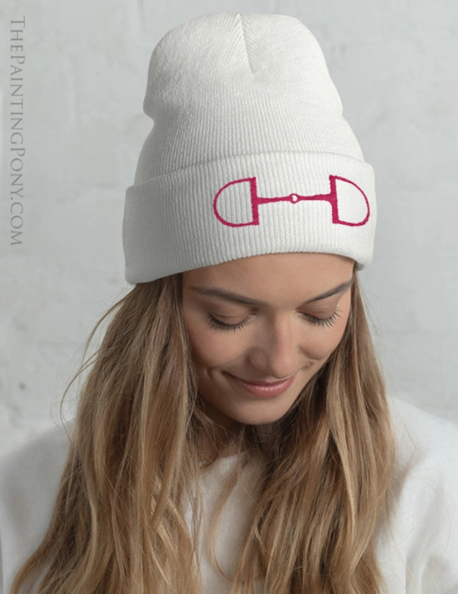 Classic Snaffle Horse Bit Embroidered Equestrian Beanie Hat