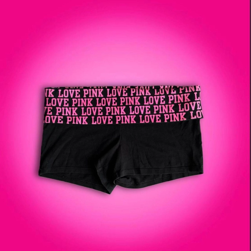 victoria’s secret PINK fold over yoga shorts -...