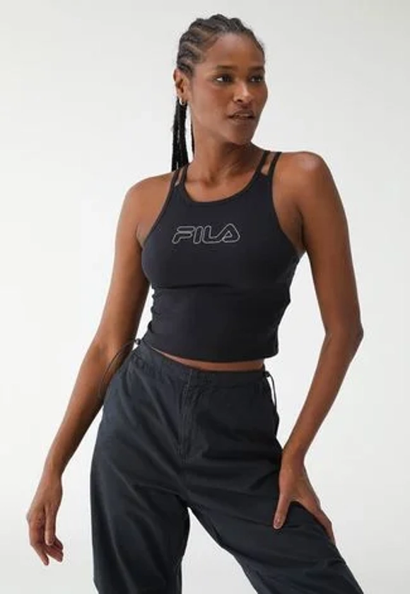 Regata Cropped Fila Ajustada Logo Preta