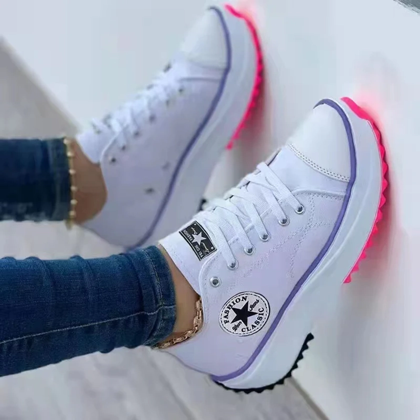 Lace up Eyelet Colorblock Sneakers