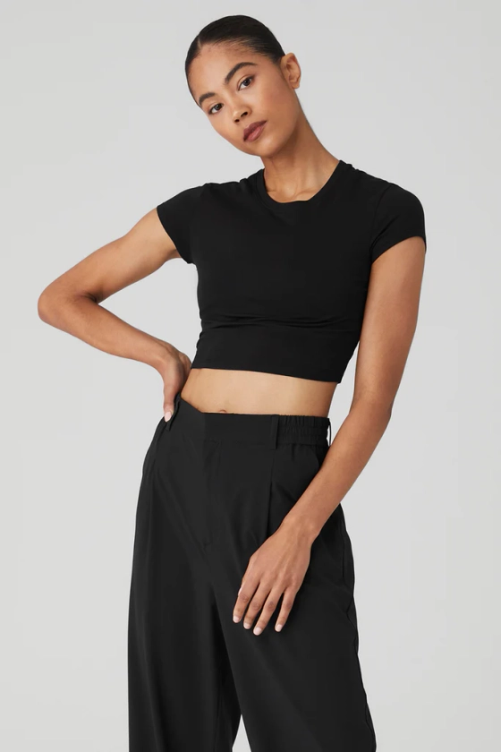 Alosoft Crop Finesse Short Sleeve - Black