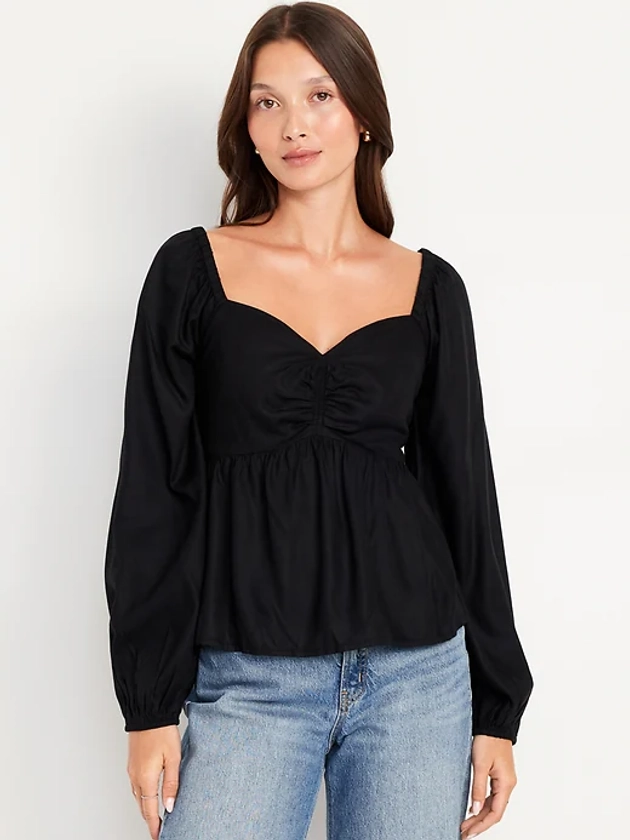 Shirred Crepe Top