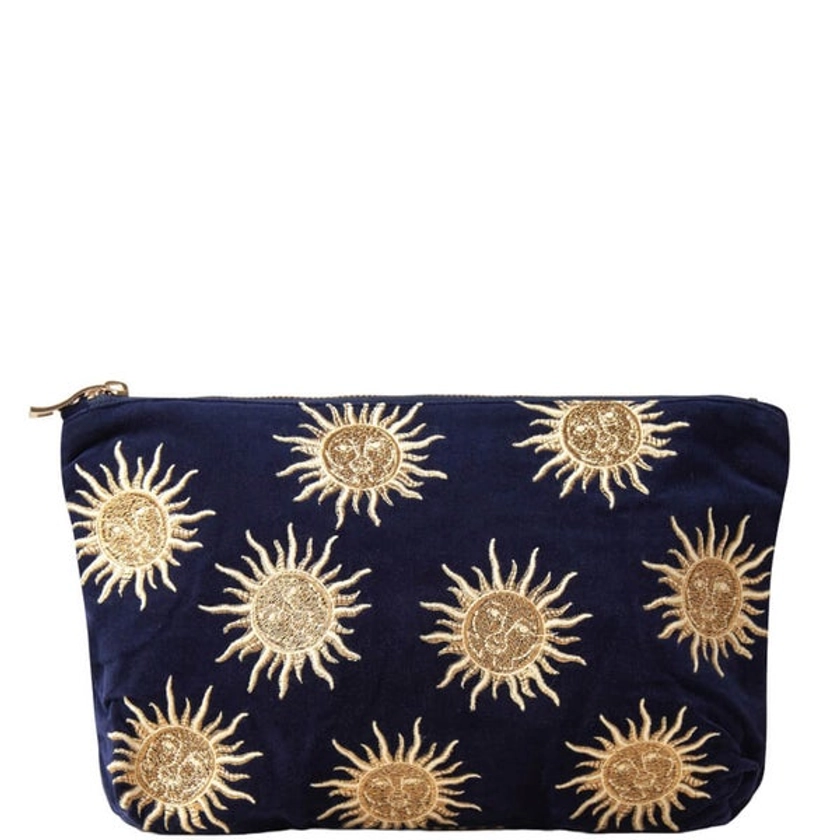 Elizabeth Scarlett Sun Goddess Navy Velvet Everyday Pouch