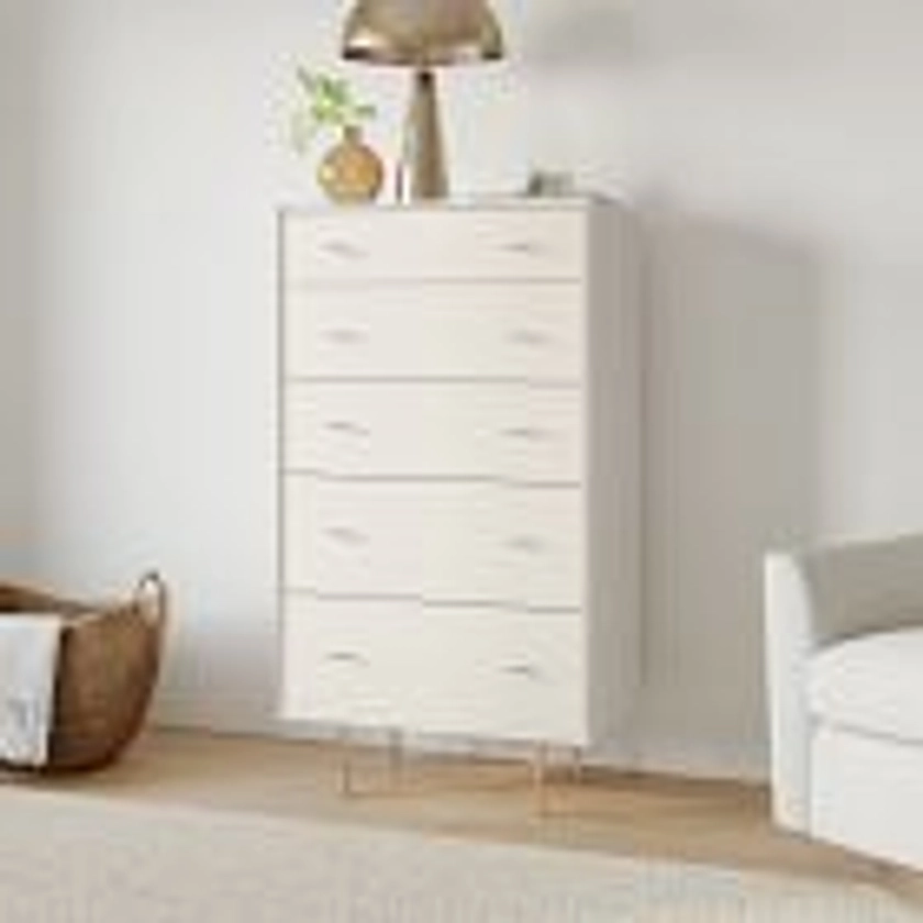 Modernist Wood & Lacquer 5-Drawer Dresser (28") - Winter Wood | West Elm