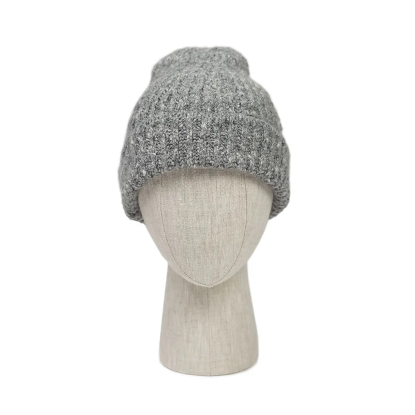 Grigio grey wool and cashmere donegal ribbed knit fisherman hat (restock)